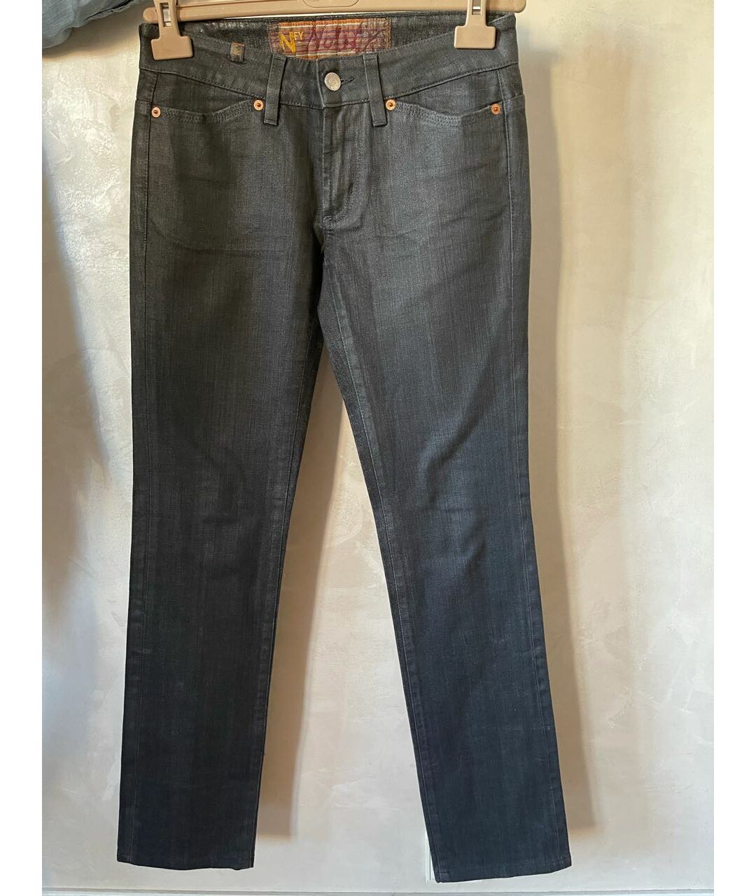 NOTIFY Черные хлопко-эластановые прямые джинсы, фото 8