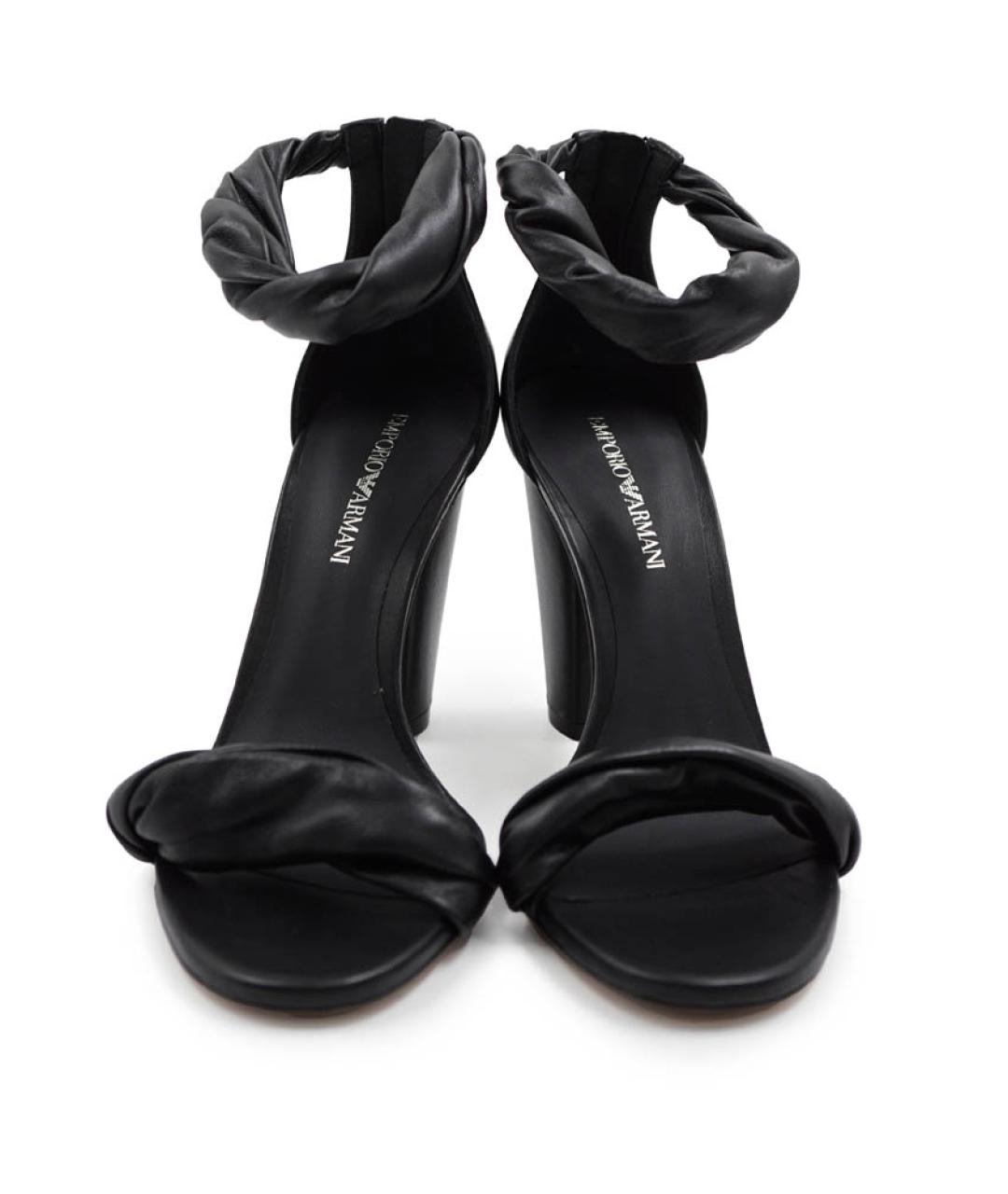 EMPORIO ARMANI Черные кожаные босоножки, фото 4
