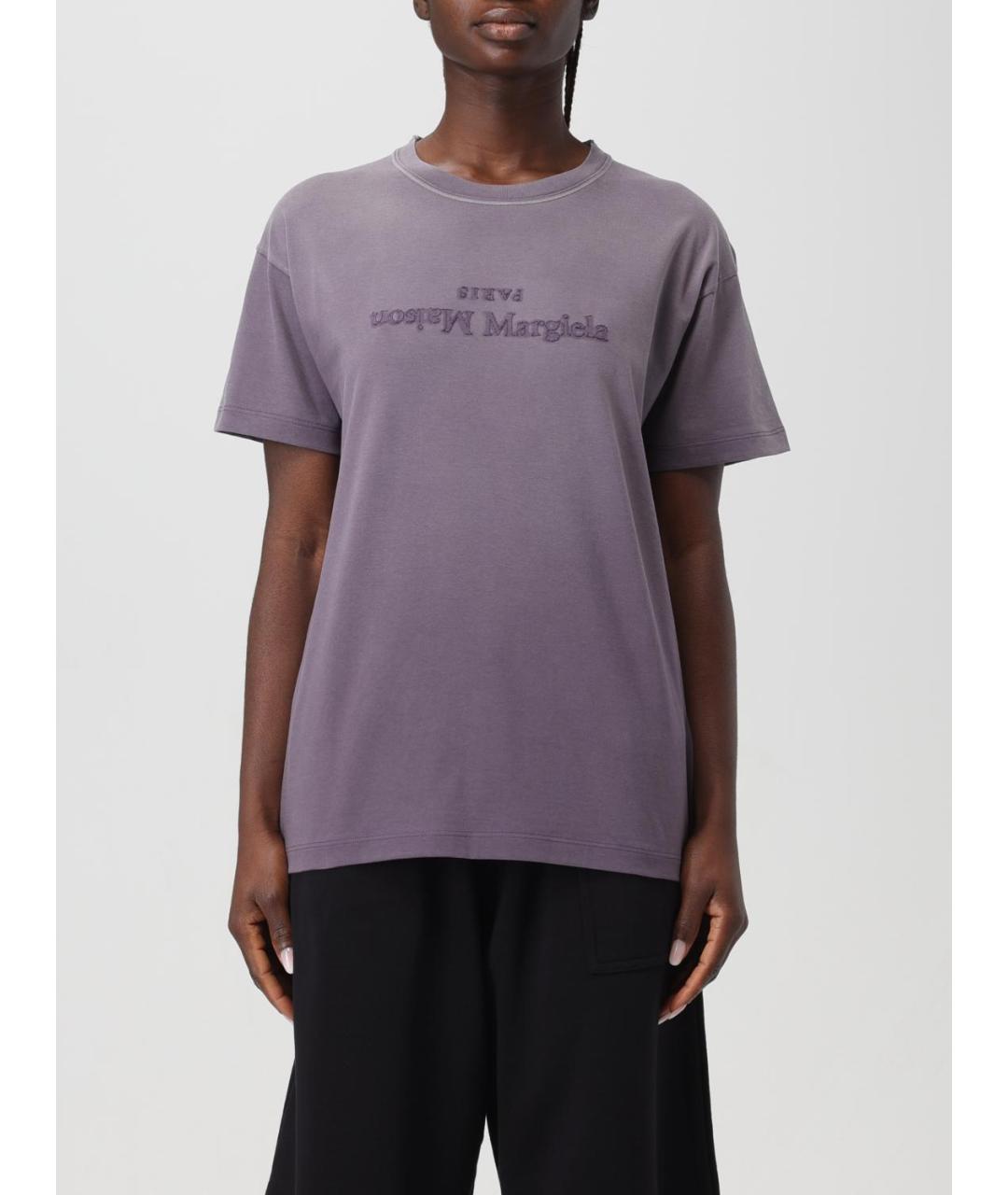 MAISON MARGIELA Фиолетовая хлопковая футболка, фото 2