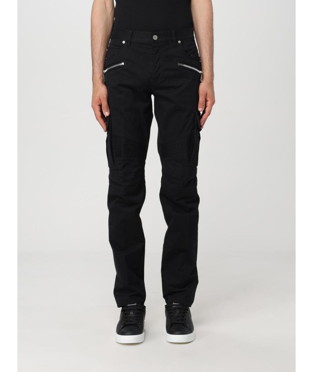 BALMAIN Черные хлопко-эластановые повседневные брюки, фото 2