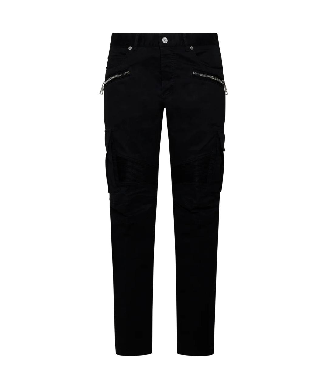 BALMAIN Черные хлопко-эластановые повседневные брюки, фото 1