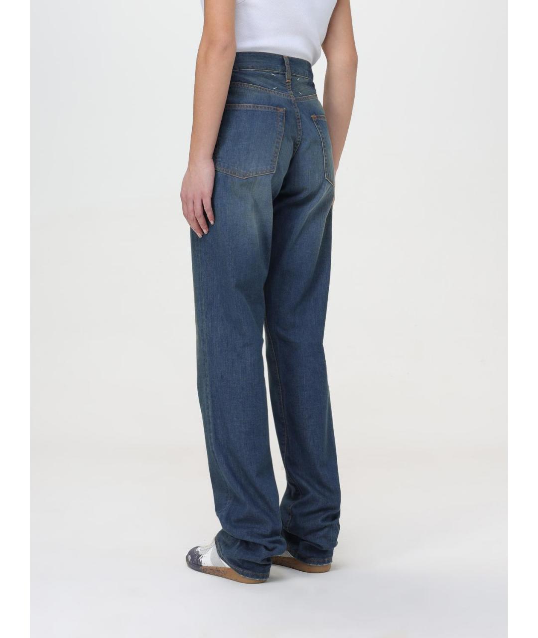 MAISON MARGIELA Синие хлопковые прямые джинсы, фото 4