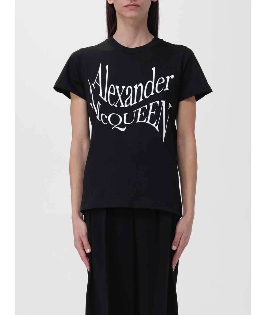 ALEXANDER MCQUEEN Черная хлопковая футболка, фото 2
