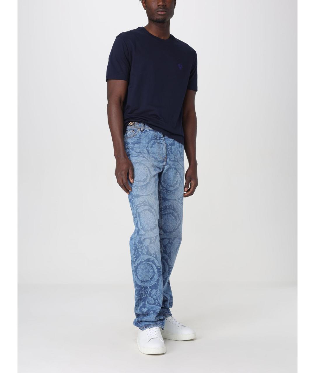 VERSACE Синяя хлопковая футболка, фото 3