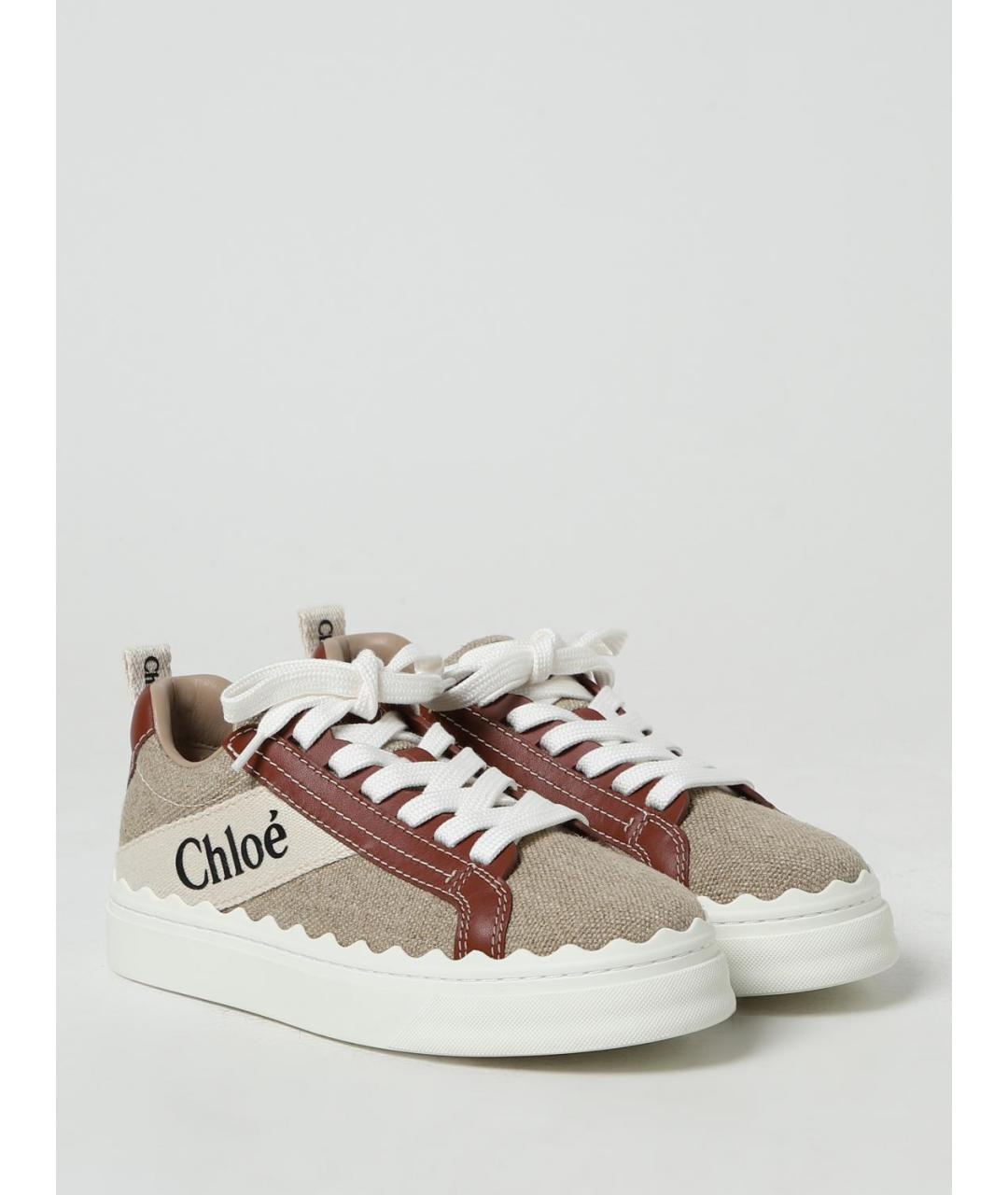 CHLOE Бежевые текстильные кеды, фото 2