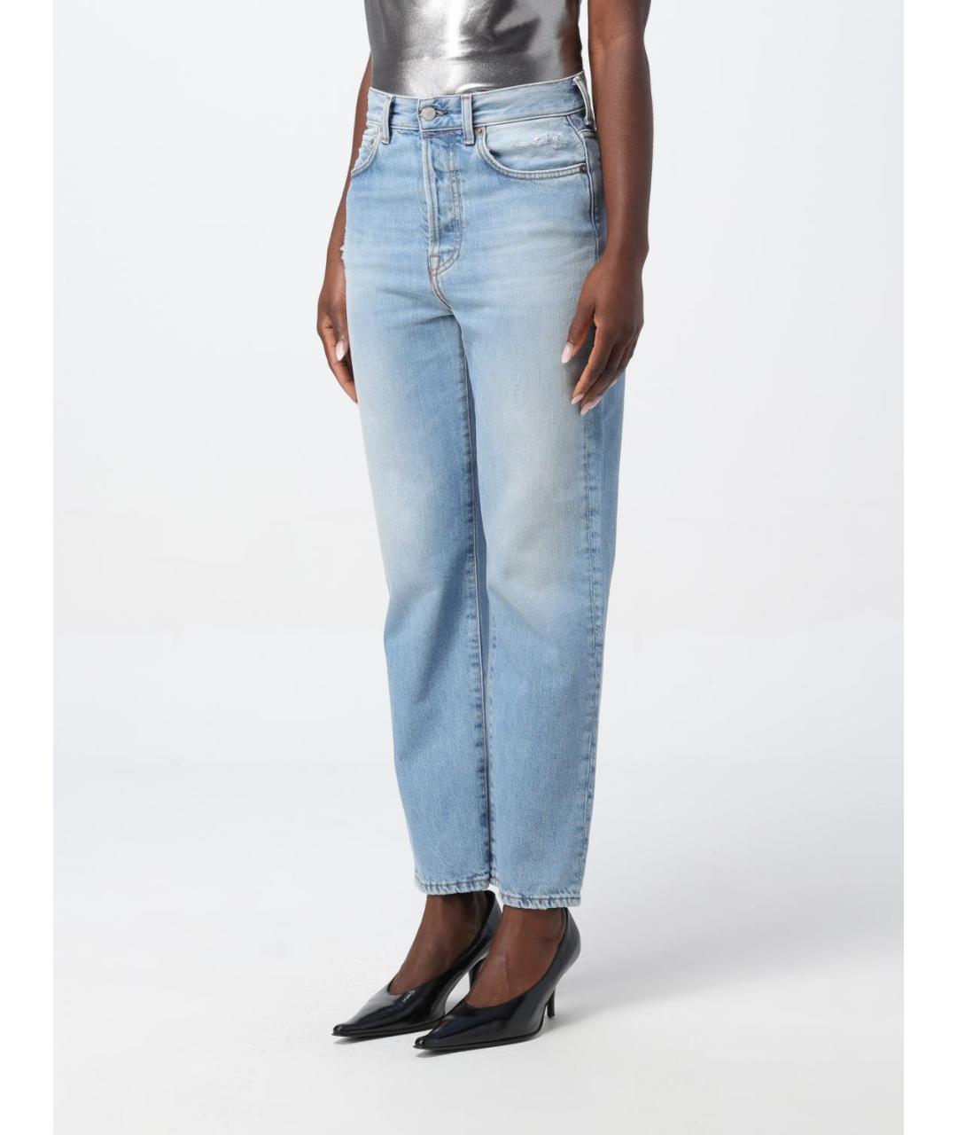 ACNE STUDIOS Голубые хлопковые прямые джинсы, фото 4
