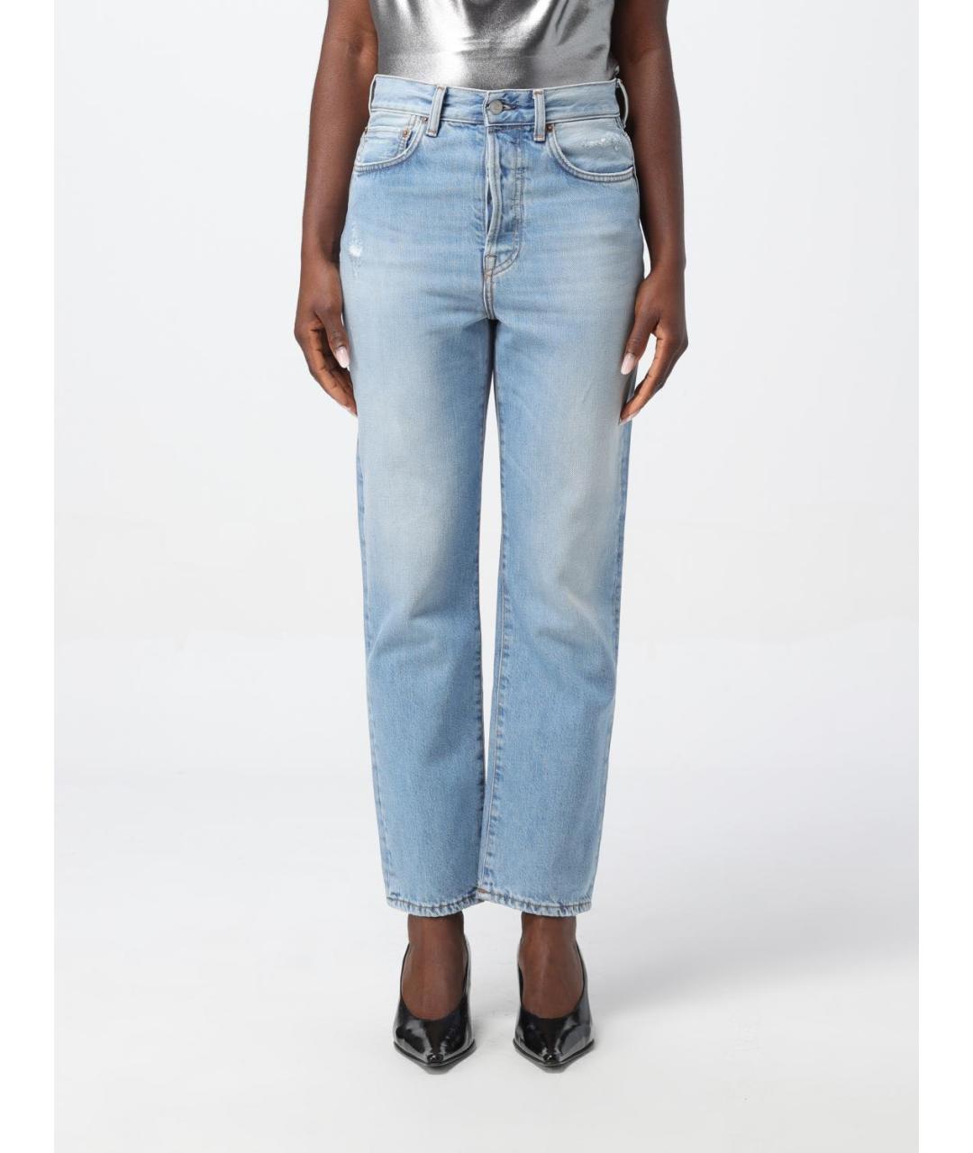 ACNE STUDIOS Голубые хлопковые прямые джинсы, фото 2