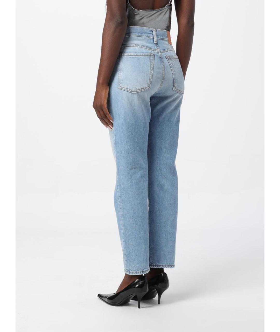 ACNE STUDIOS Голубые хлопковые прямые джинсы, фото 3