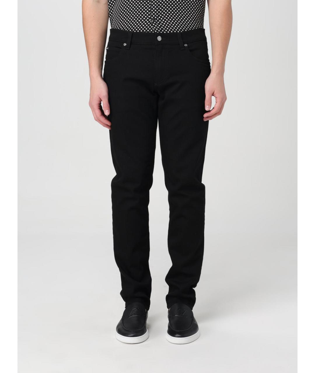 DOLCE&GABBANA Черные хлопковые прямые джинсы, фото 2