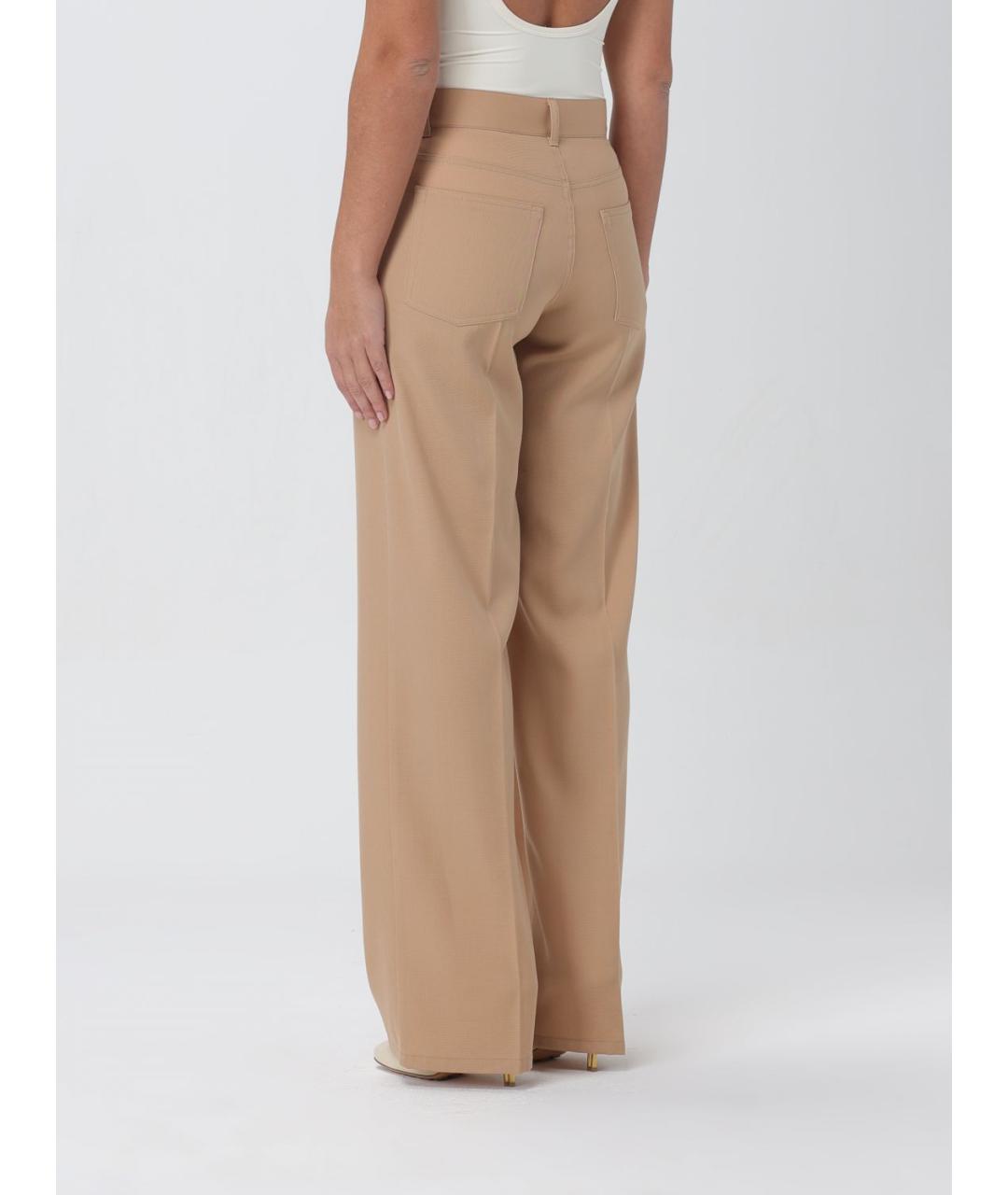 JIL SANDER Бежевые шерстяные прямые брюки, фото 4