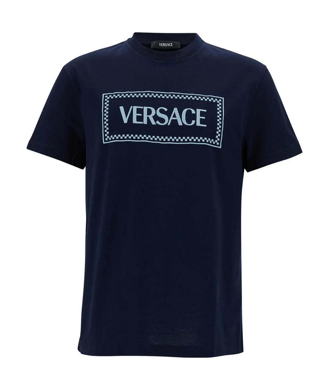 VERSACE Синяя хлопковая футболка, фото 1