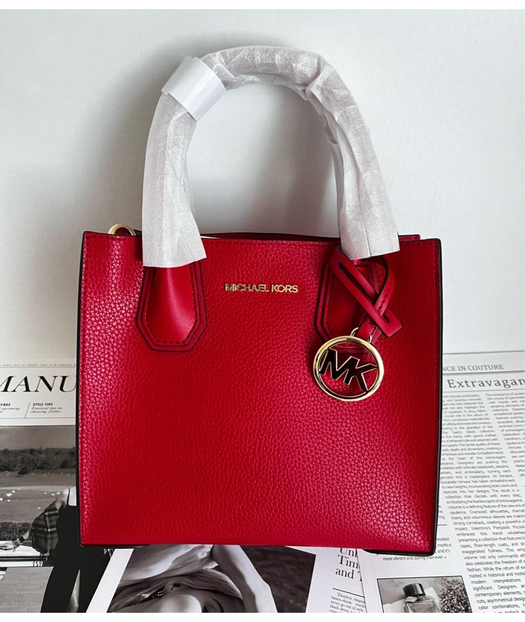 MICHAEL KORS Красная кожаная сумка тоут, фото 2