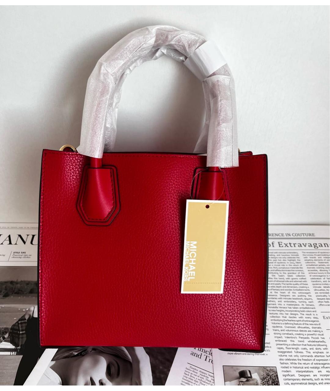 MICHAEL KORS Красная кожаная сумка тоут, фото 3