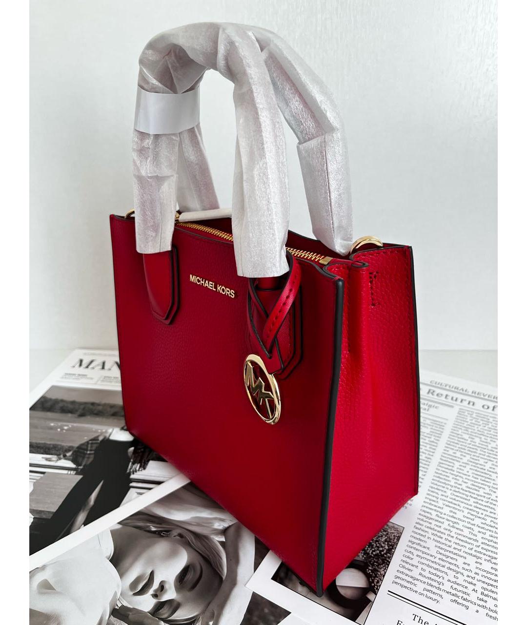 MICHAEL KORS Красная кожаная сумка тоут, фото 6