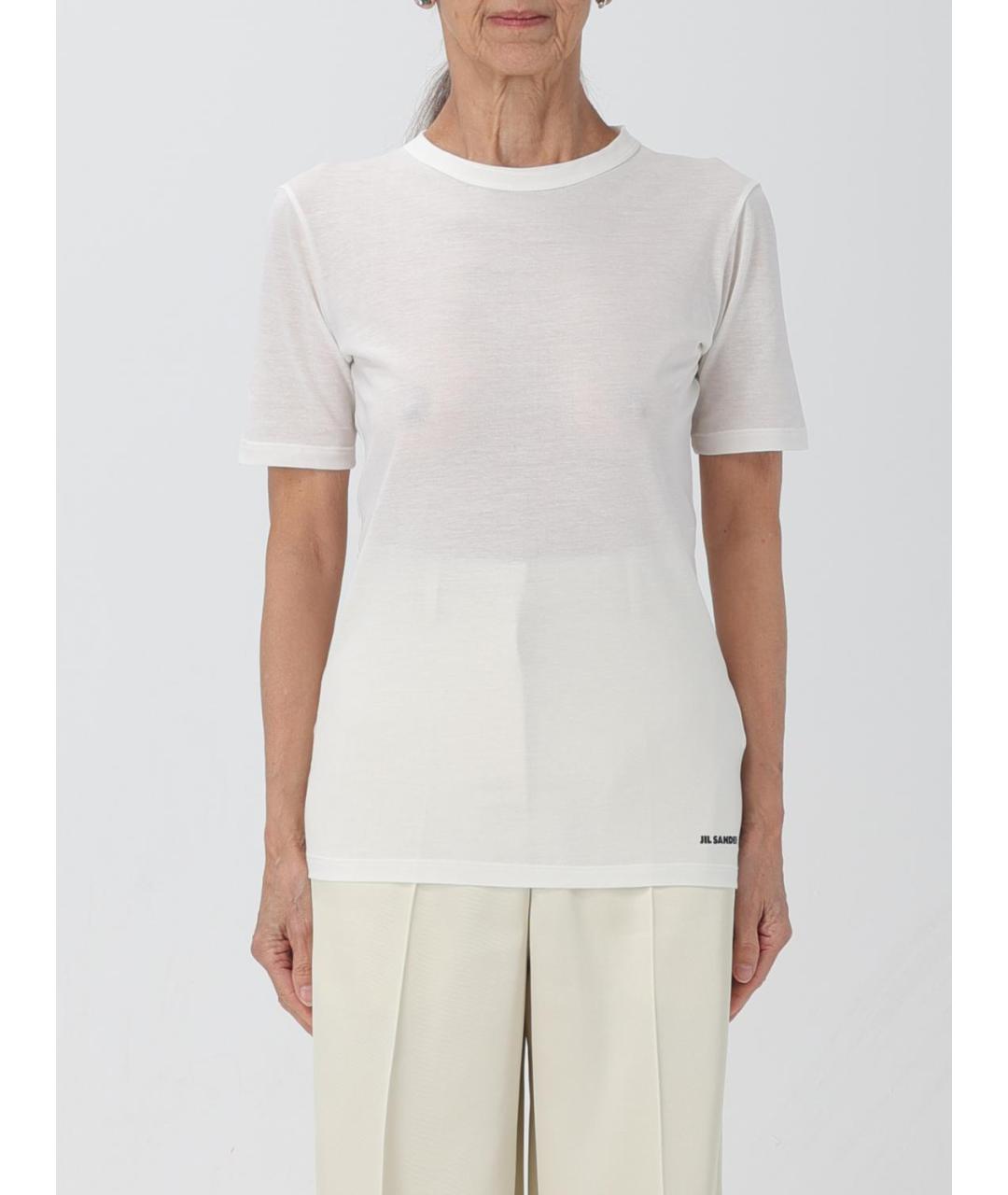 JIL SANDER Белая хлопковая футболка, фото 2