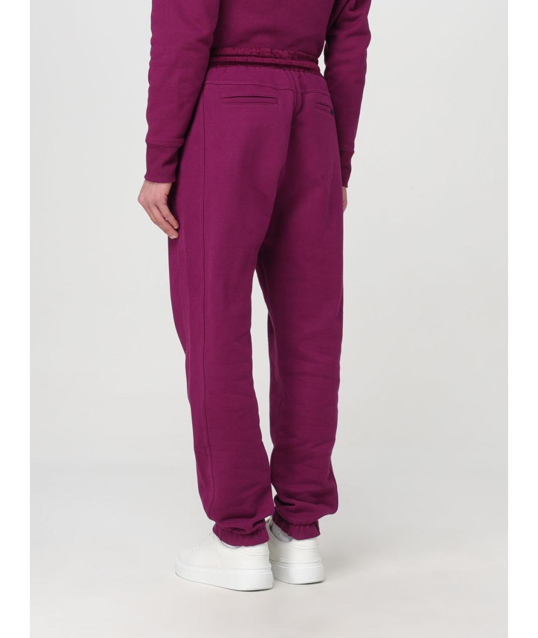 SAINT LAURENT Фуксия хлопковые повседневные брюки, фото 4