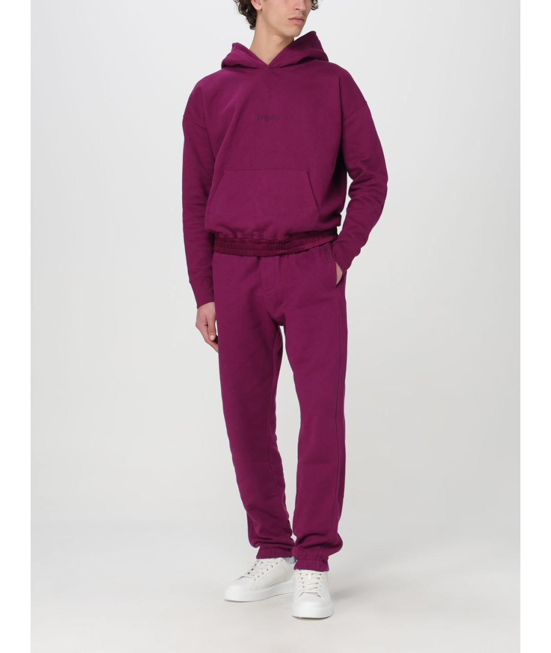 SAINT LAURENT Фуксия хлопковые повседневные брюки, фото 3
