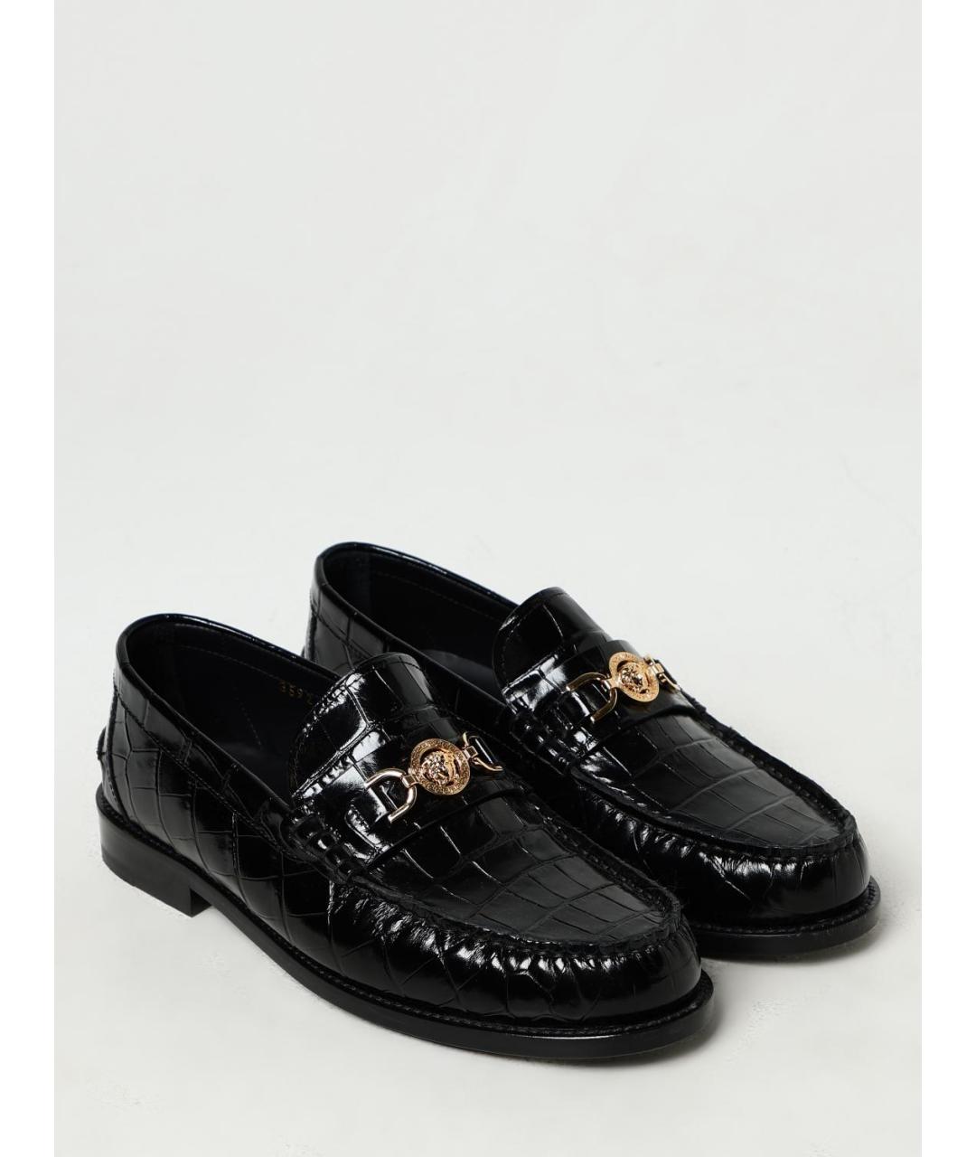 VERSACE Черные лоферы из лакированной кожи, фото 2
