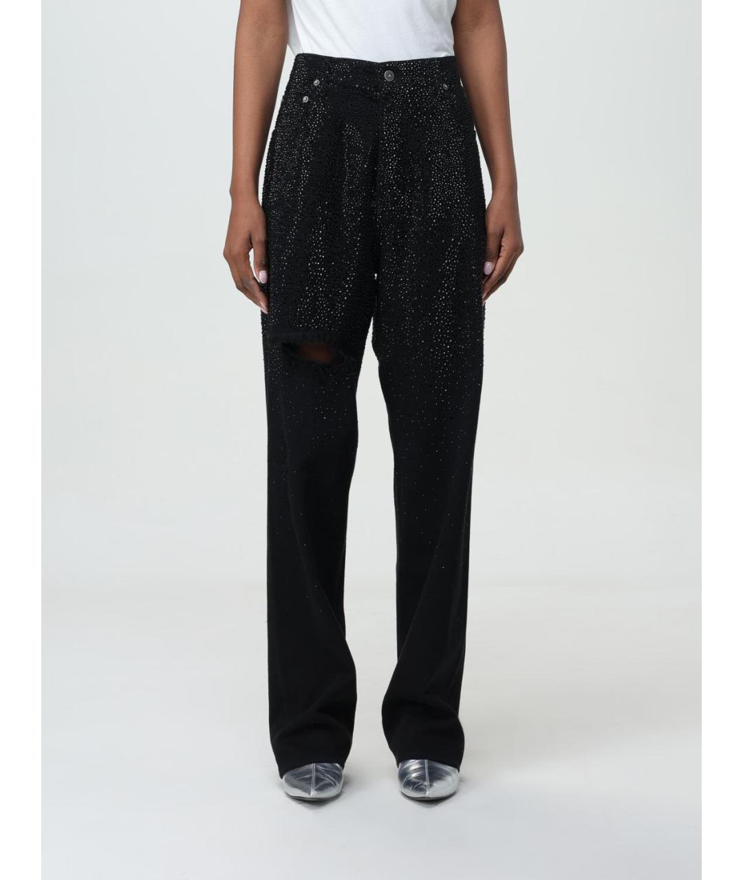 GOLDEN GOOSE DELUXE BRAND Черные хлопковые прямые джинсы, фото 2