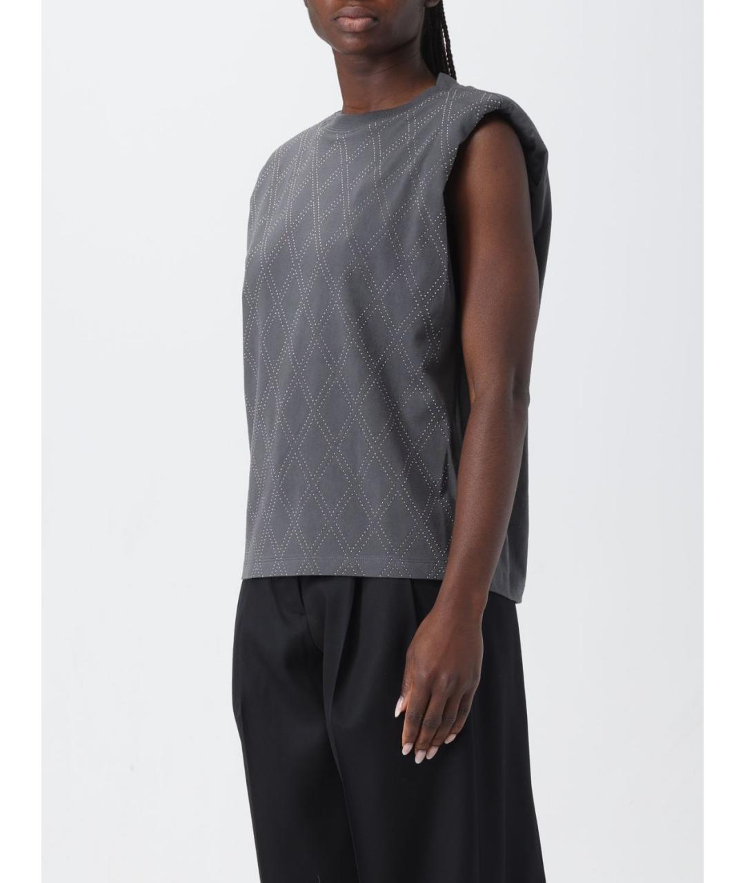 GOLDEN GOOSE DELUXE BRAND Серая хлопковая футболка, фото 5