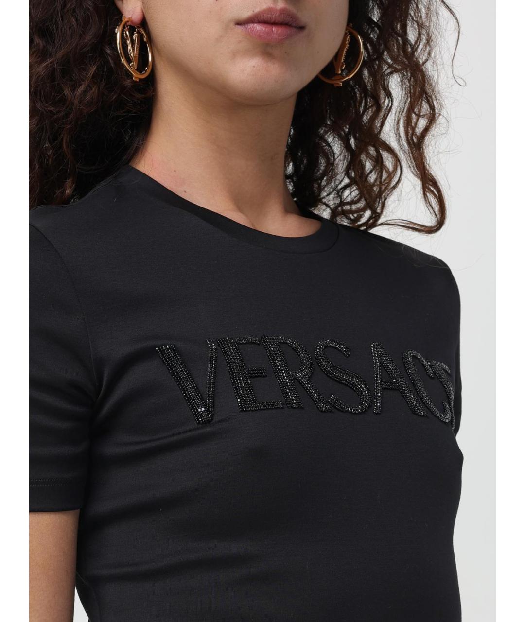 VERSACE Черная хлопковая футболка, фото 6
