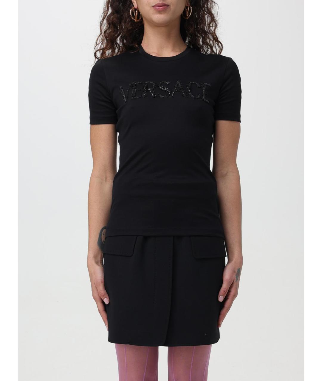 VERSACE Черная хлопковая футболка, фото 2