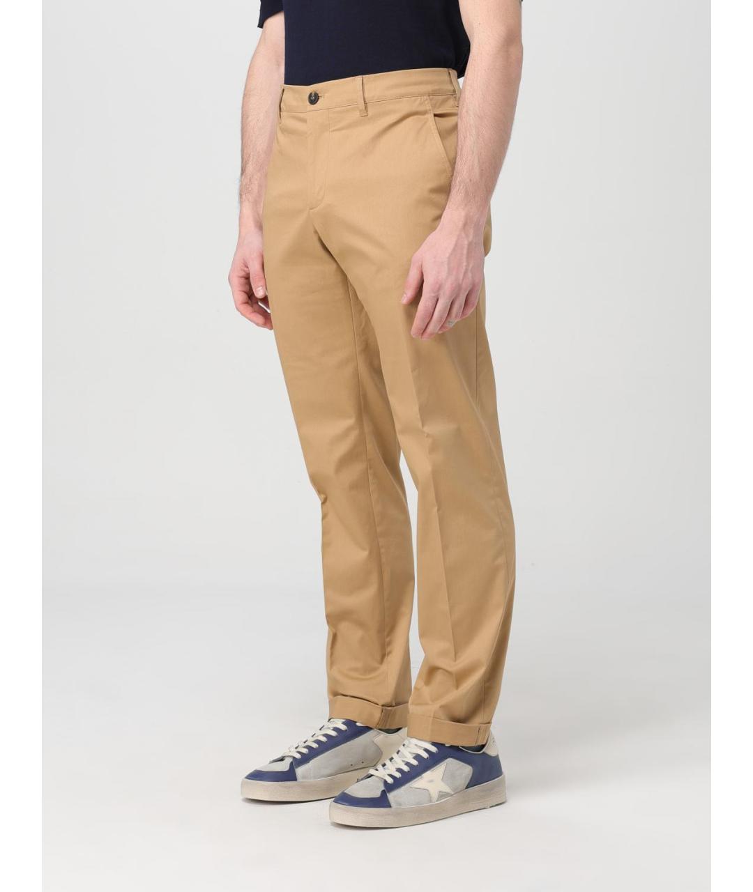 GOLDEN GOOSE DELUXE BRAND Бежевые хлопко-эластановые повседневные брюки, фото 5
