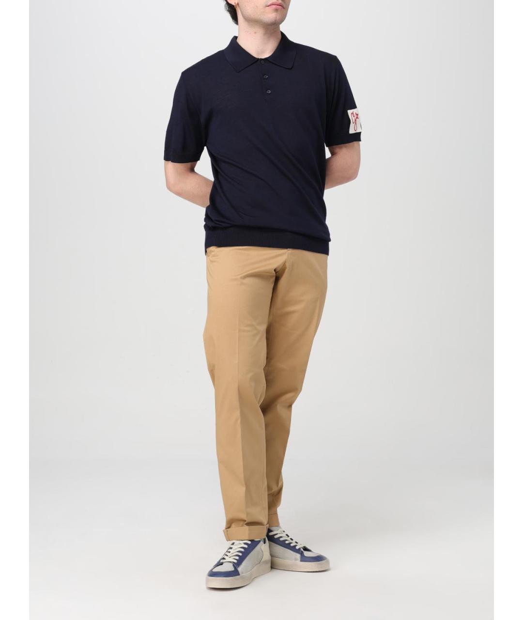 GOLDEN GOOSE DELUXE BRAND Бежевые хлопко-эластановые повседневные брюки, фото 3