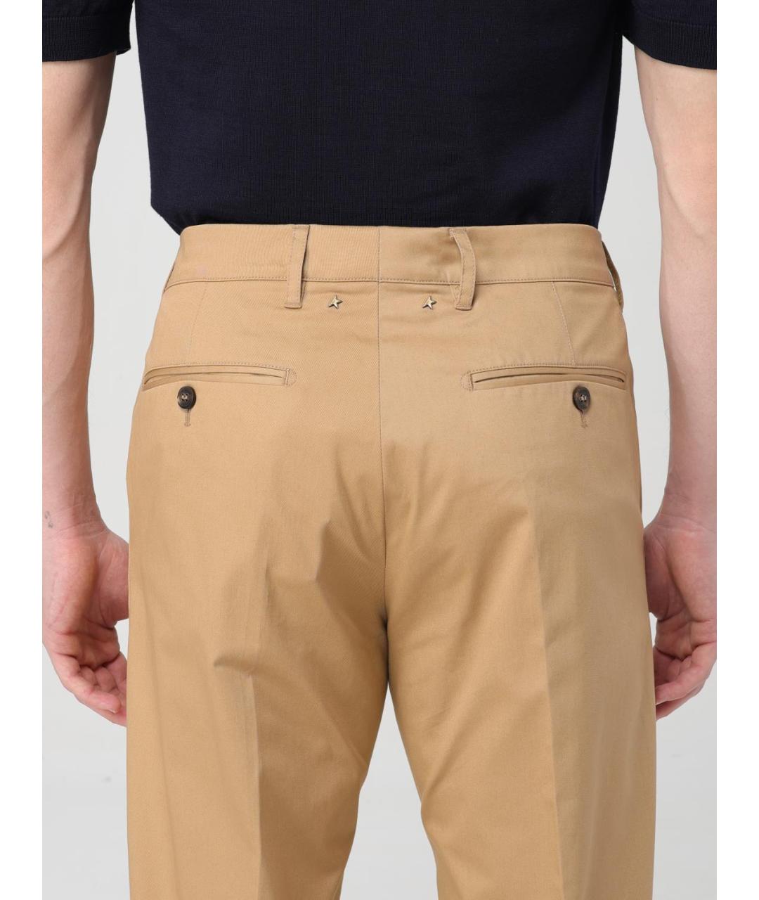GOLDEN GOOSE DELUXE BRAND Бежевые хлопко-эластановые повседневные брюки, фото 6
