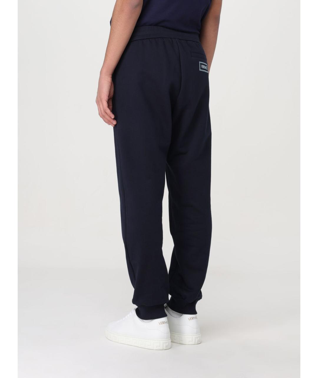 VERSACE Синие хлопковые повседневные брюки, фото 4