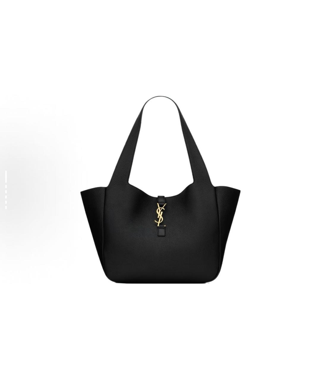 SAINT LAURENT Черная кожаная сумка тоут, фото 3
