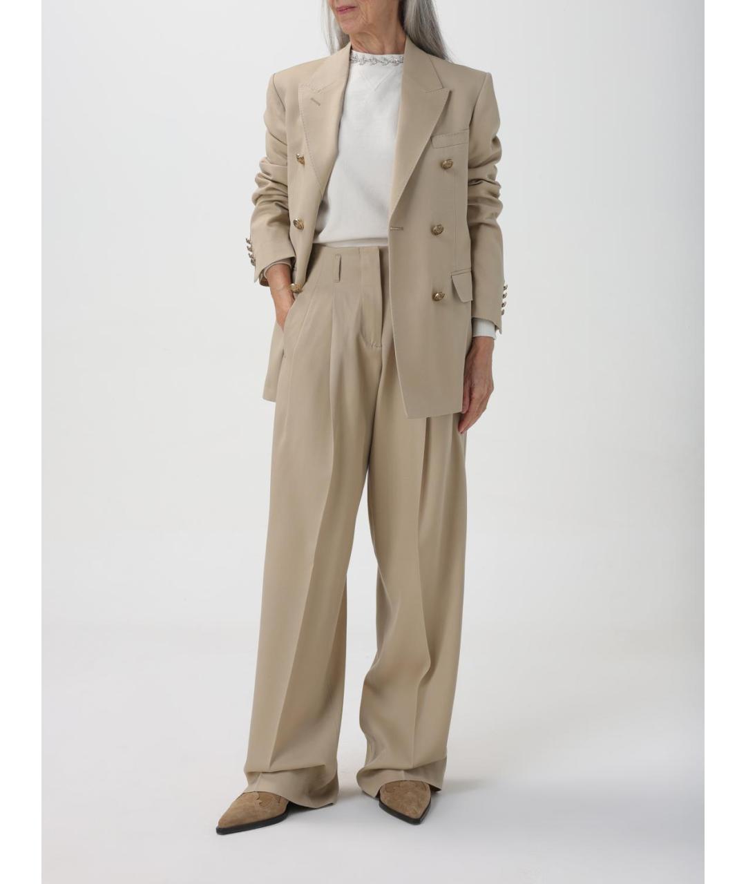 GOLDEN GOOSE DELUXE BRAND Бежевые прямые брюки, фото 3