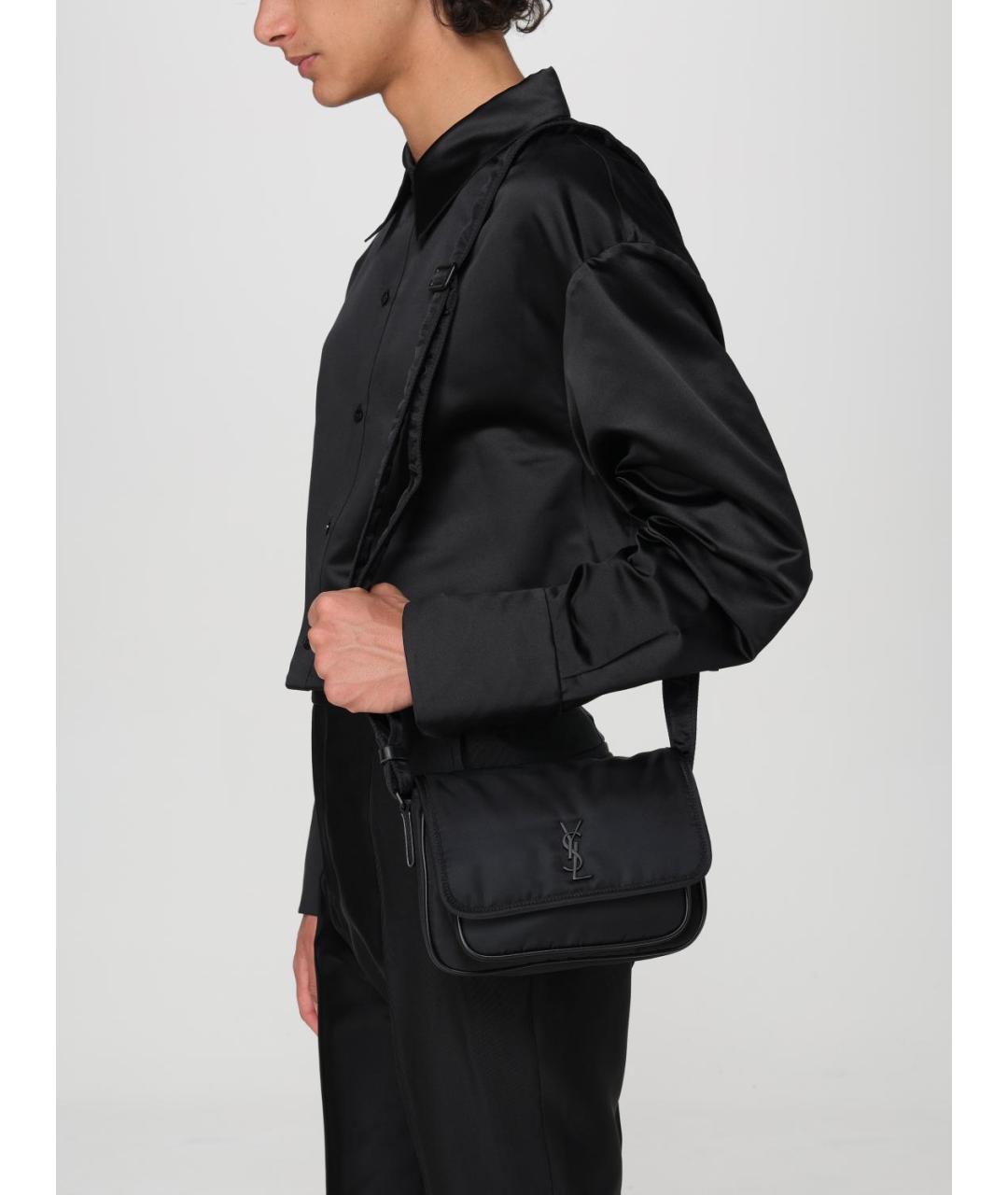 SAINT LAURENT Черная тканевая сумка на плечо, фото 2