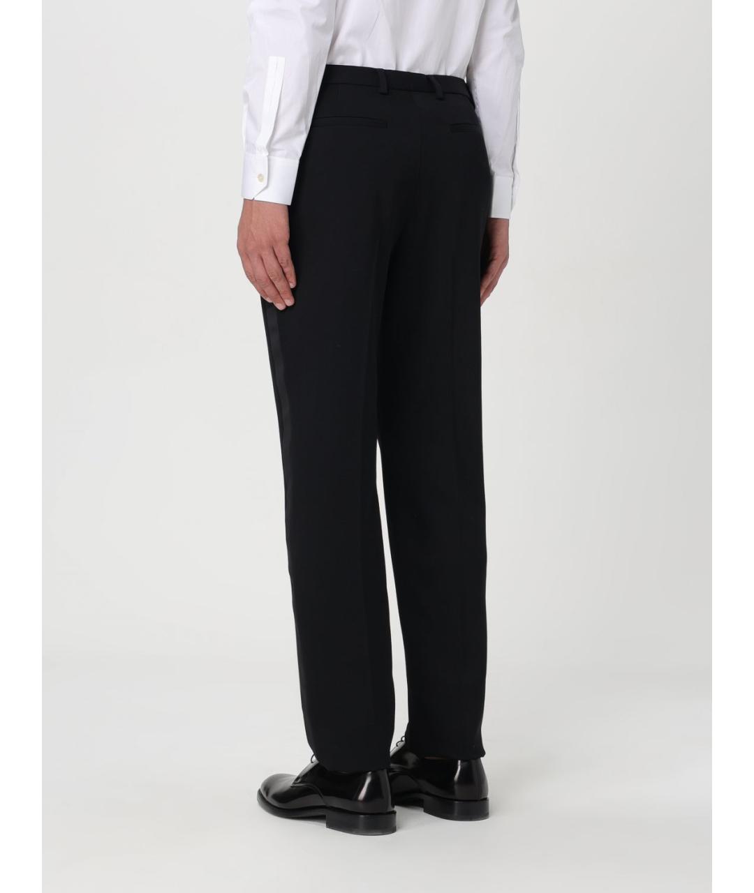 SAINT LAURENT Черные шерстяные повседневные брюки, фото 4