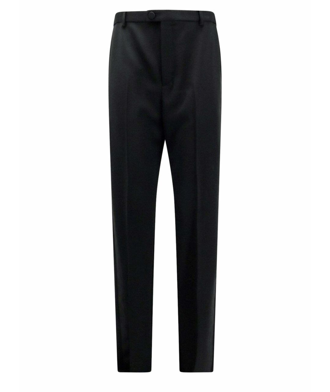 SAINT LAURENT Черные шерстяные повседневные брюки, фото 1