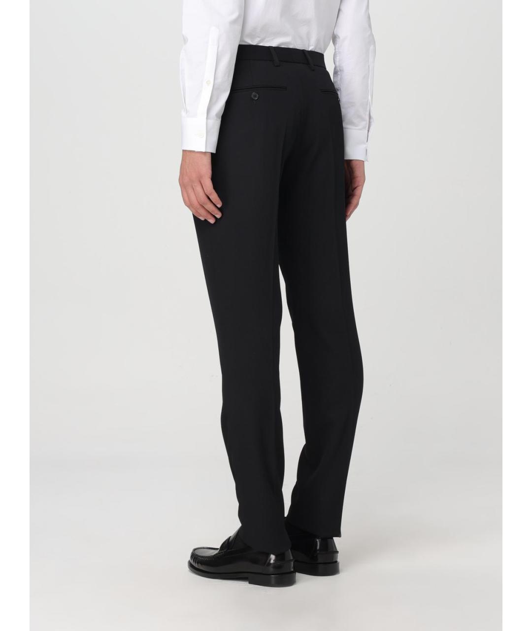SAINT LAURENT Черные шерстяные повседневные брюки, фото 4