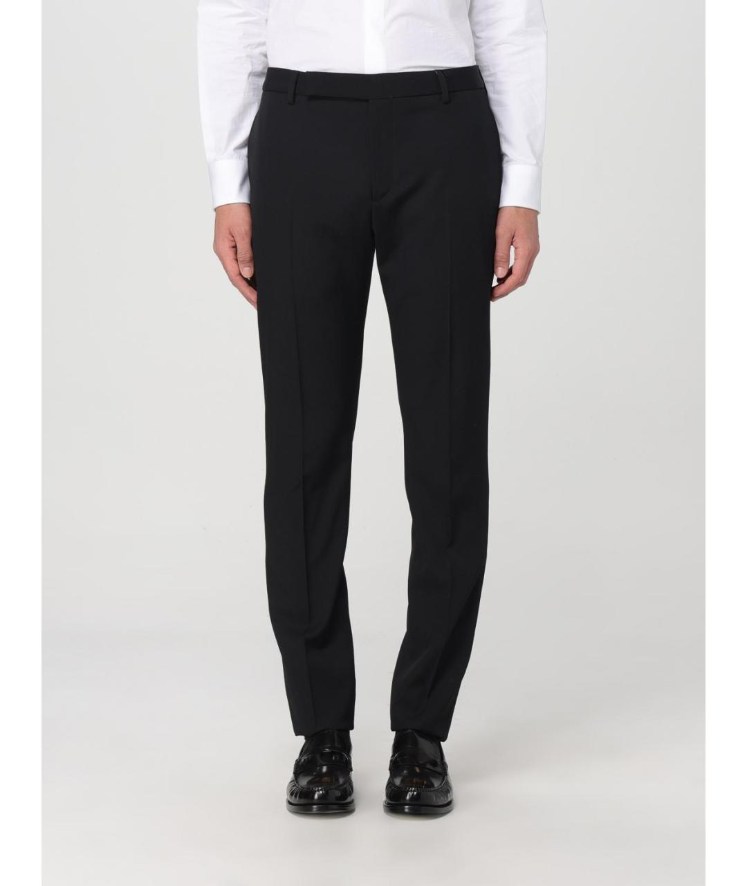 SAINT LAURENT Черные шерстяные повседневные брюки, фото 2