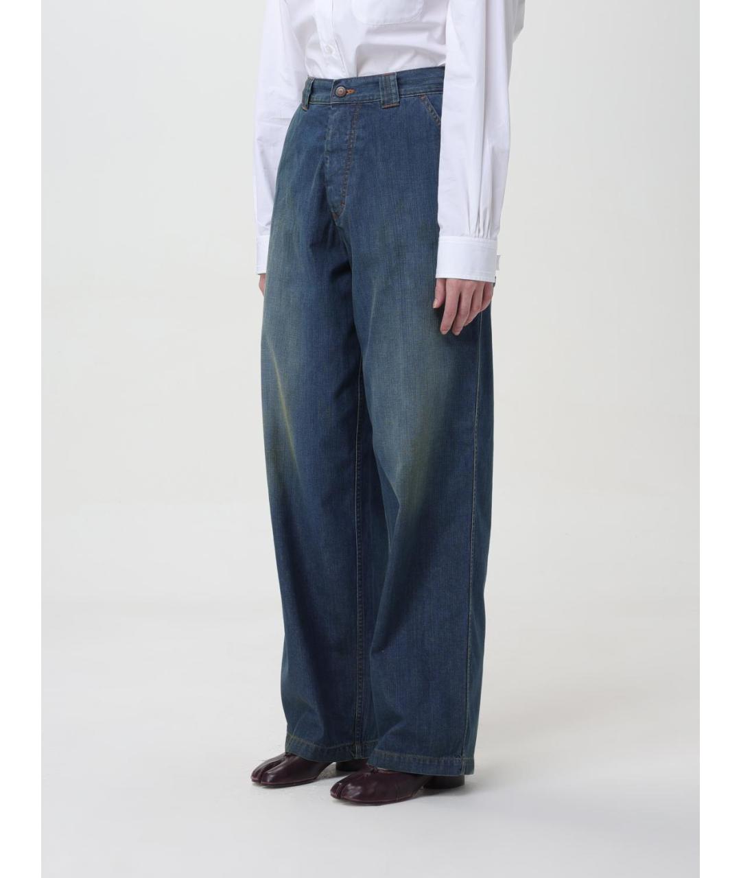 MAISON MARGIELA Синие хлопковые прямые джинсы, фото 4