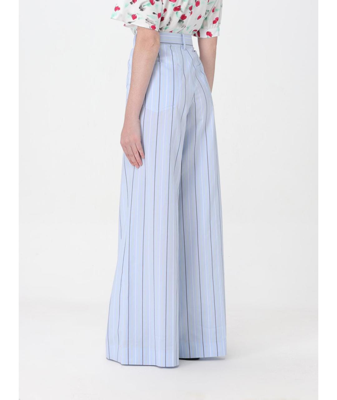 MARNI Голубые хлопковые брюки широкие, фото 4