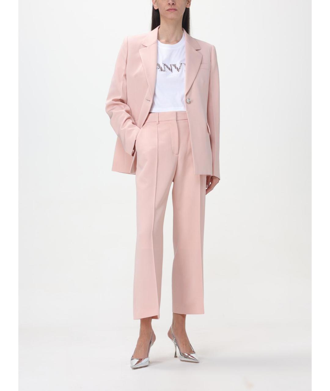 LANVIN Розовые вискозные прямые брюки, фото 3