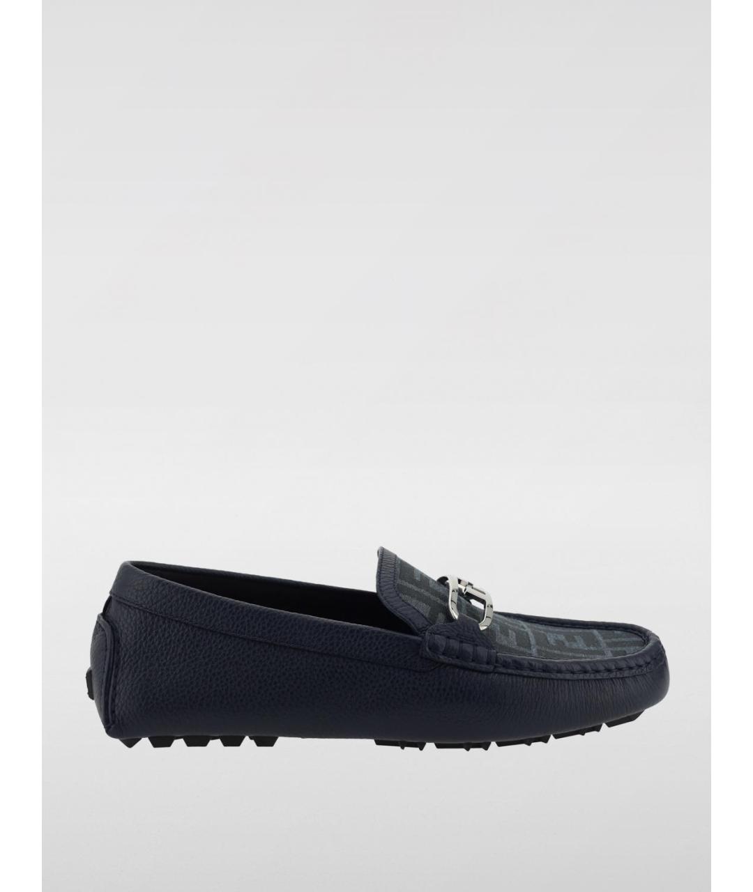 FENDI Синие кожаные мокасины, фото 4