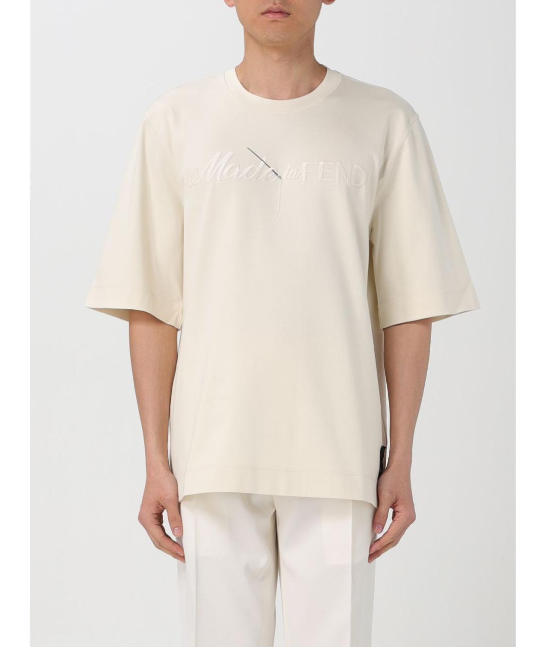 FENDI Белая хлопковая футболка, фото 2