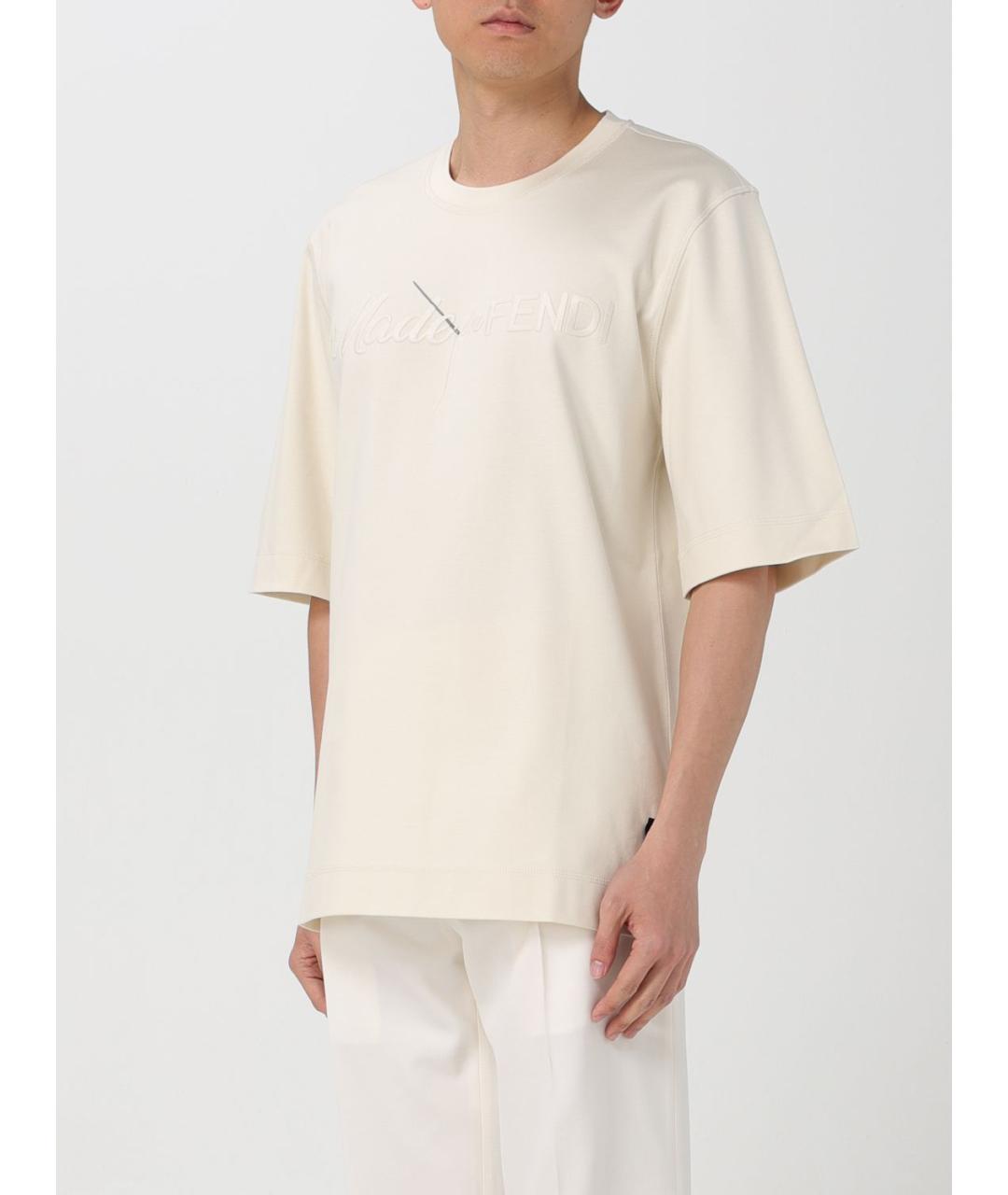 FENDI Белая хлопковая футболка, фото 5