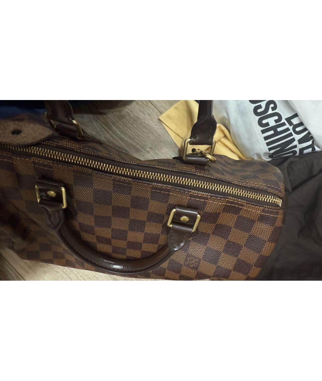 LOUIS VUITTON Коричневая кожаная сумка с короткими ручками, фото 4