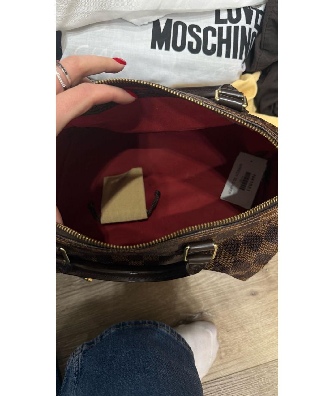 LOUIS VUITTON Коричневая кожаная сумка с короткими ручками, фото 9