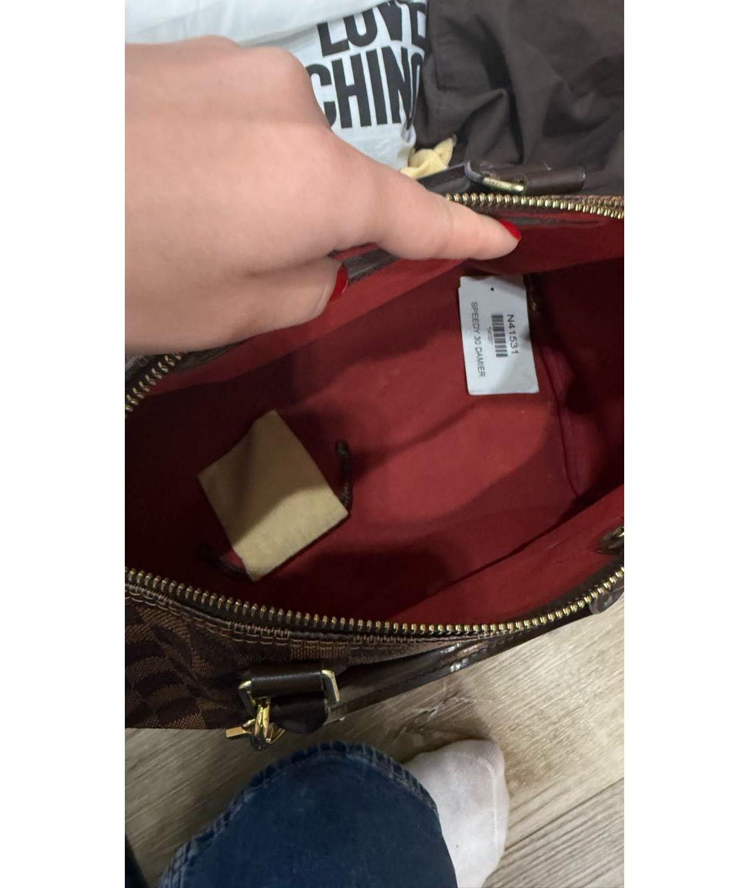 LOUIS VUITTON Коричневая кожаная сумка с короткими ручками, фото 5