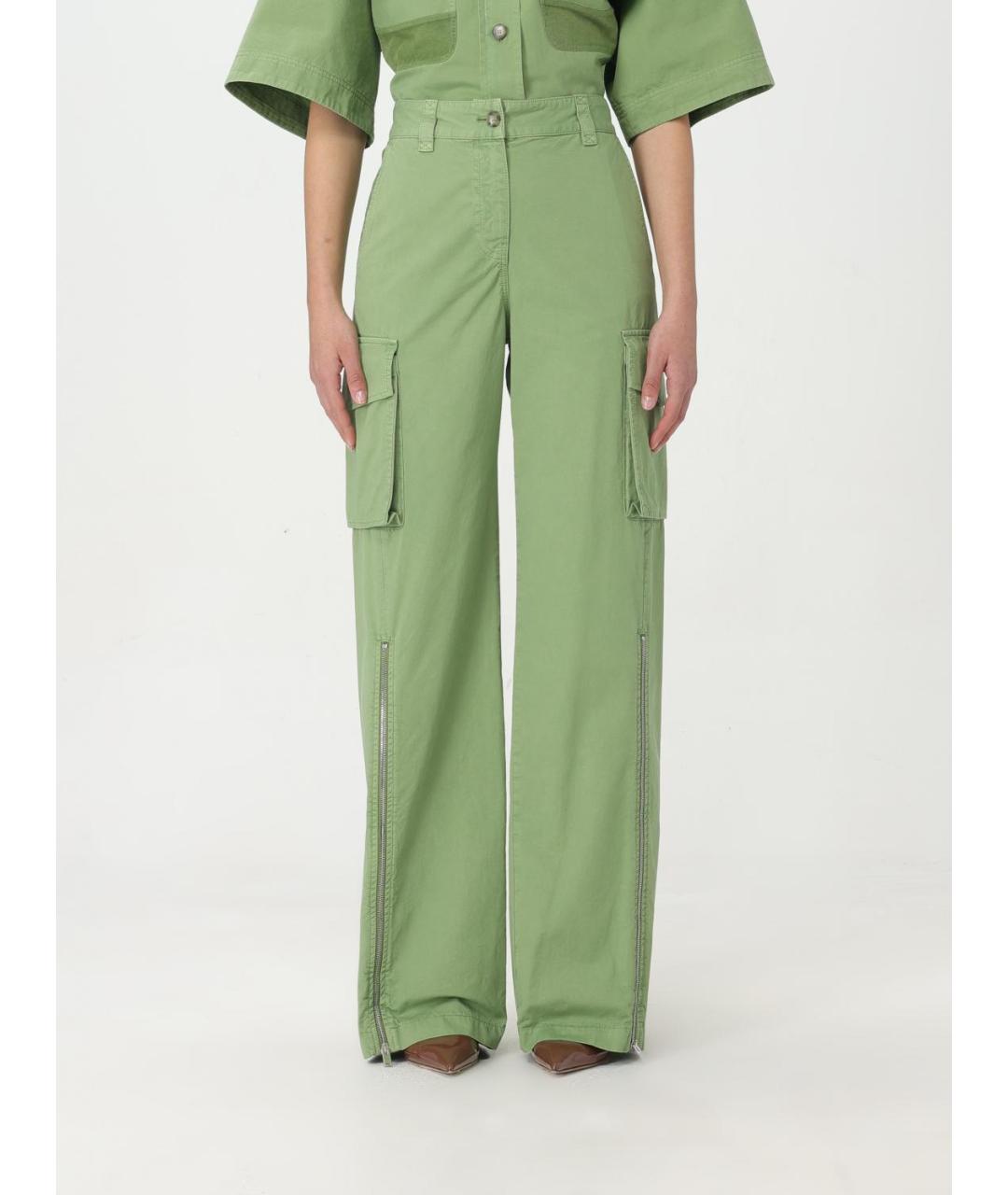 STELLA MCCARTNEY Зеленые хлопковые прямые брюки, фото 2