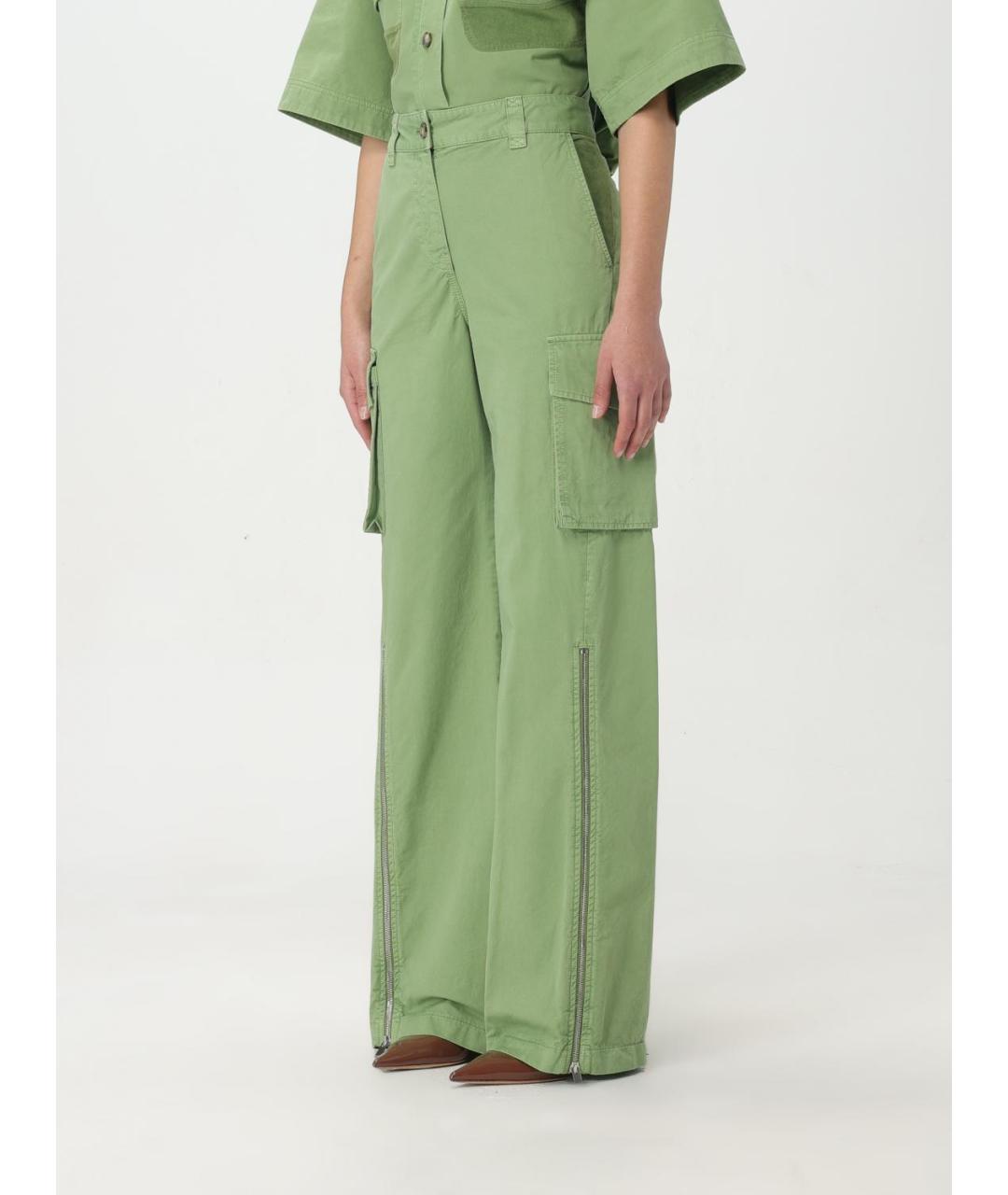 STELLA MCCARTNEY Зеленые хлопковые прямые брюки, фото 5