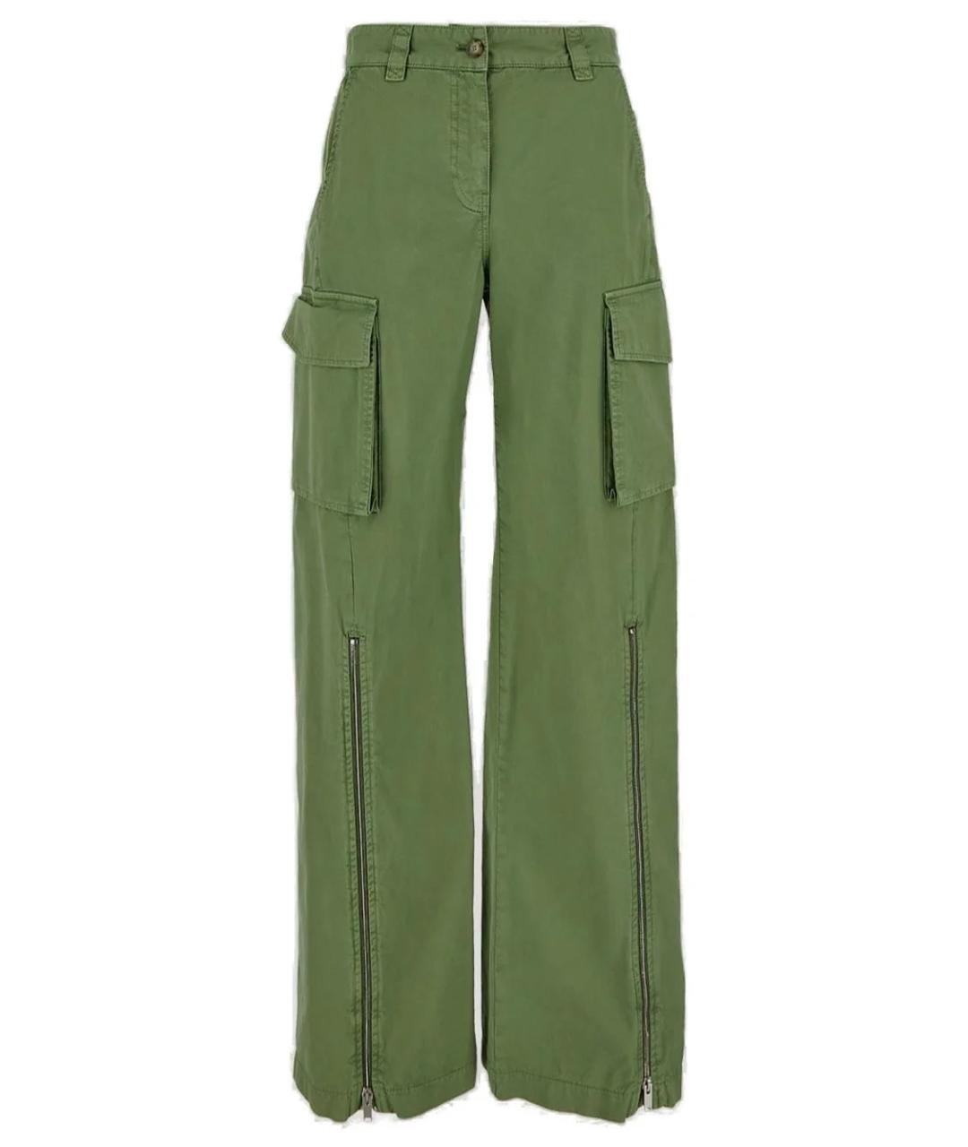 STELLA MCCARTNEY Зеленые хлопковые прямые брюки, фото 1