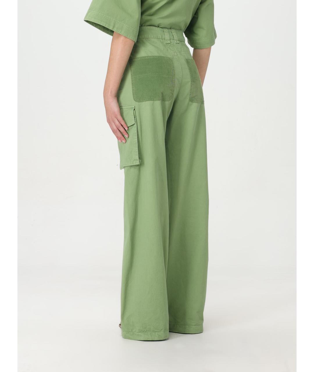 STELLA MCCARTNEY Зеленые хлопковые прямые брюки, фото 4